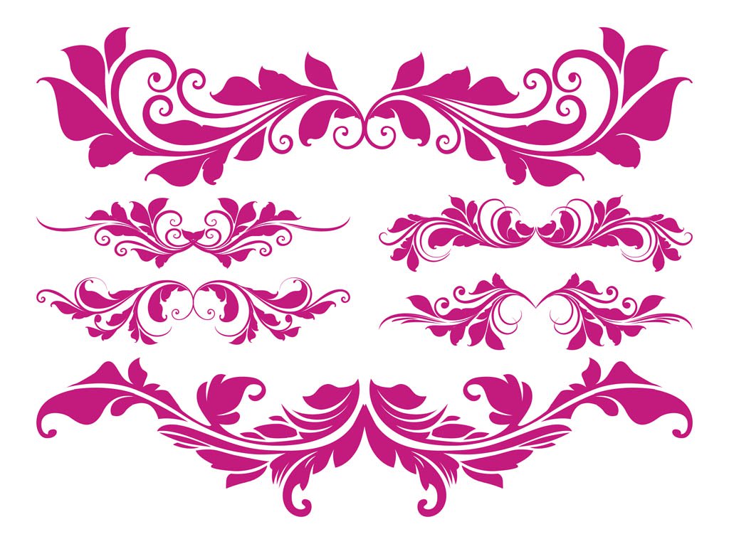 1024x765 Retro Flower Scrolls Vector Art Amp Graphics