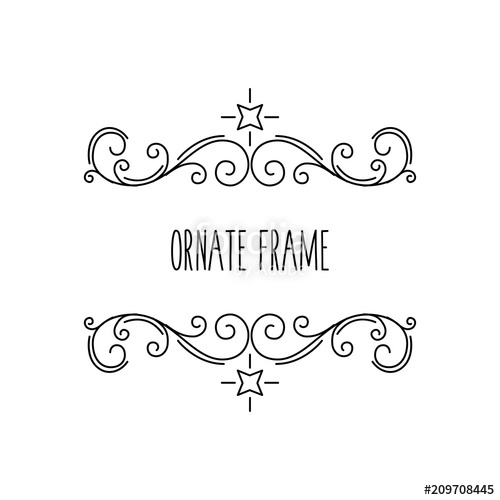 500x500 Ornate Frames, Calligraphic Floral Elements. Swirls, Curls