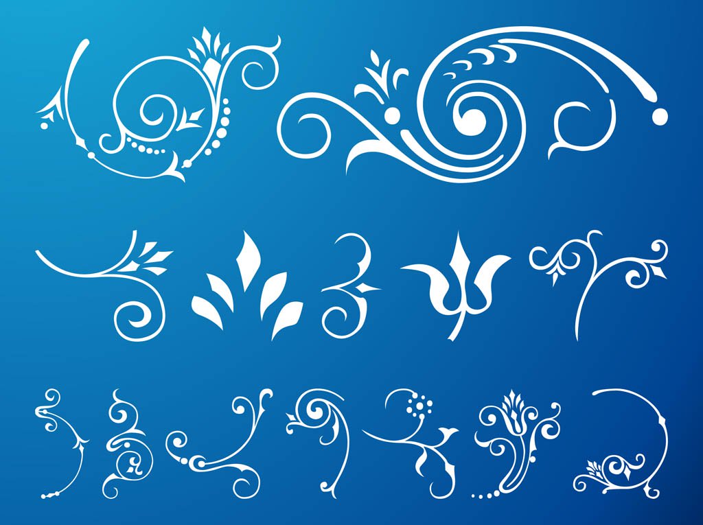 1024x765 Swirling Floral Scroll Set Vector Art Amp Graphics