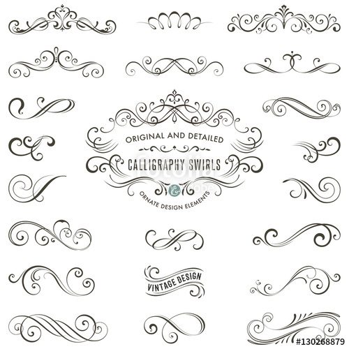 500x500 Vector Calligraphy Swirls, Swashes, Ornate Motifs And Scrolls