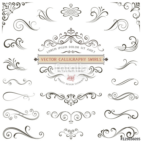500x500 Calligraphy Swirls, Swashes, Ornate Motifs And Scrolls. Vector