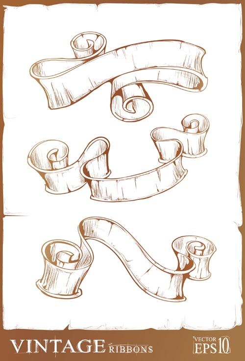 500x735 Free Vector Retro Ribbon Scroll Vector Small Tattoos