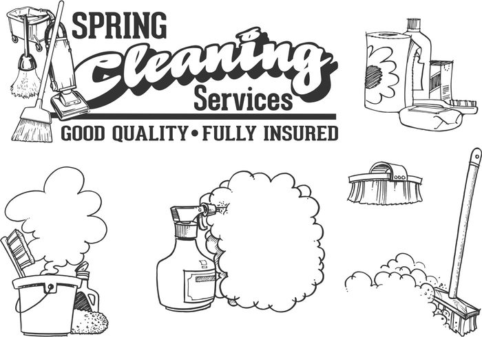700x490 Free Vector Drawn Cleaning Service Vector Set