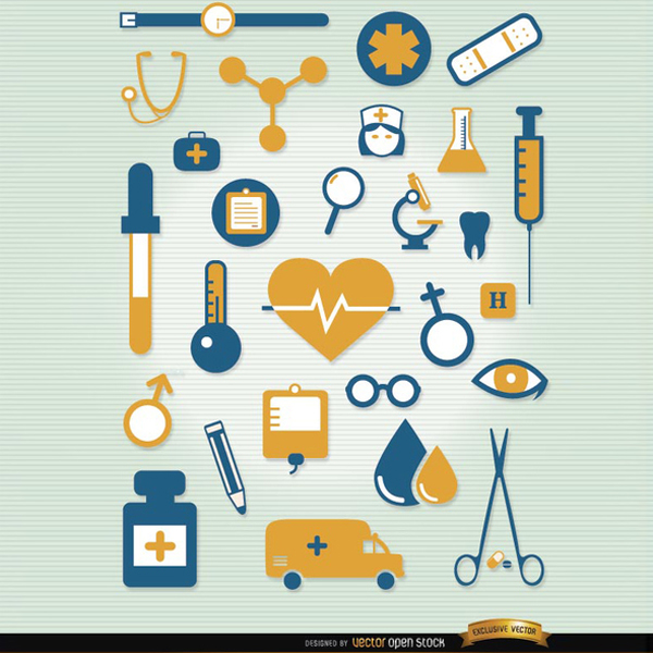 600x600 Hospital Icon Vector Set