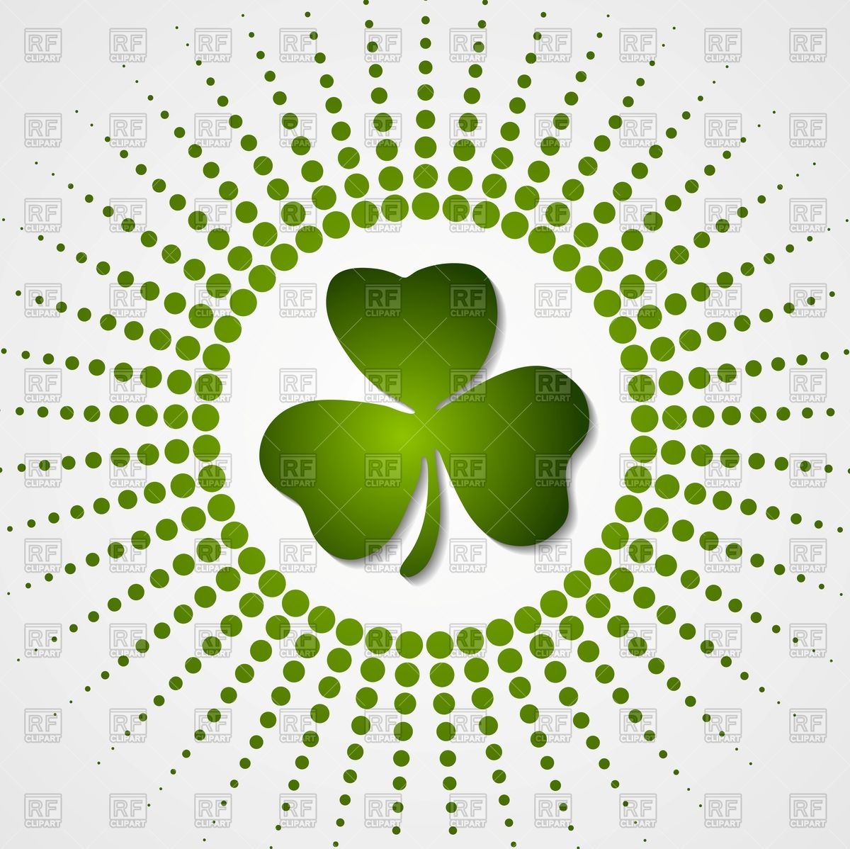 1200x1198 Green Shamrock Clover And Halftone Beams Background Vector Image