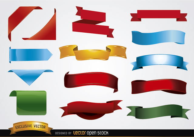 640x453 Free Vectors Colored Banner Shapes Vector Open Stock