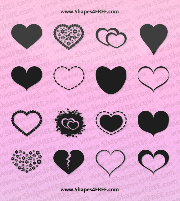 580x646 55 Hearts Photoshop Amp Vector Shapes (Csh) Photoshop Custom Shapes