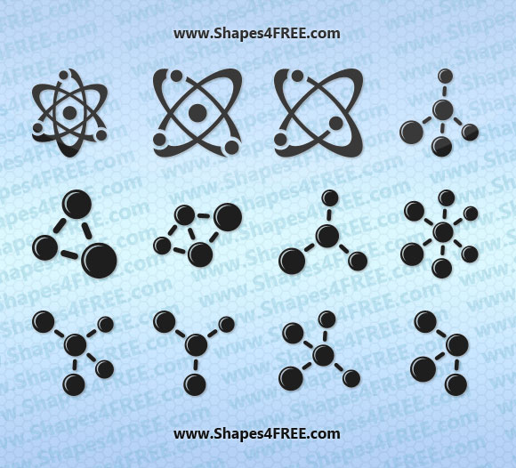 580x526 12 Atom And Molecule Photoshop Amp Vector Shapes Photoshop Custom
