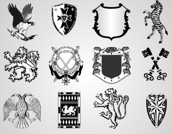 584x456 Free Black And White Vector Shield Shapes