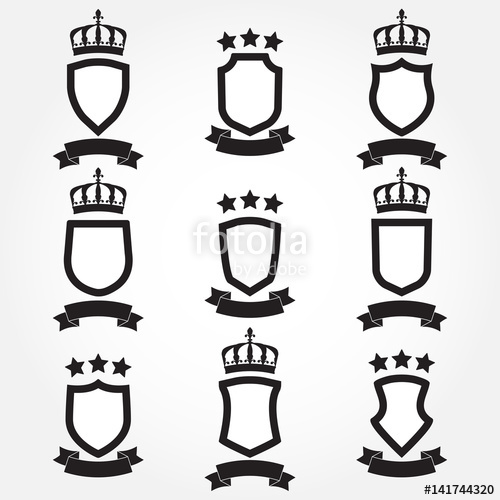 500x500 Shields And Stylish Ribbon Set Isolated On White Background