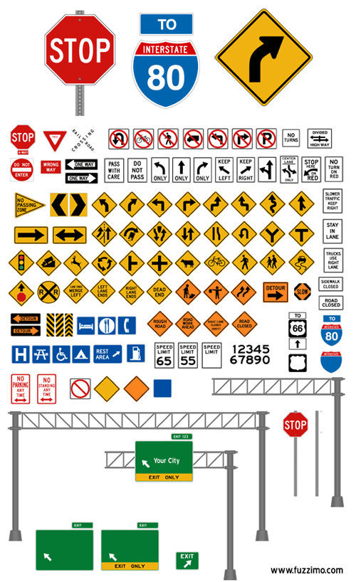 500x818 Free Vector Road Signs (Glossy Or Plain) Fuzzimo
