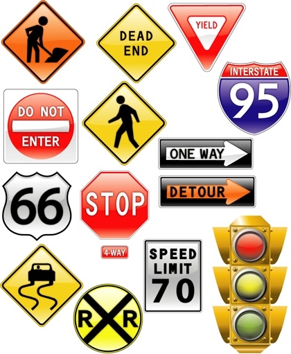420x511 Traffic Signs Collection Vector Illustration In Various Shapes