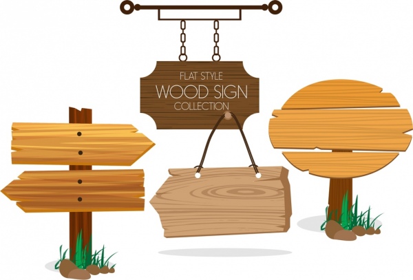 600x407 Wood Sign Collection Various Flat Shapes Free Vector In Adobe