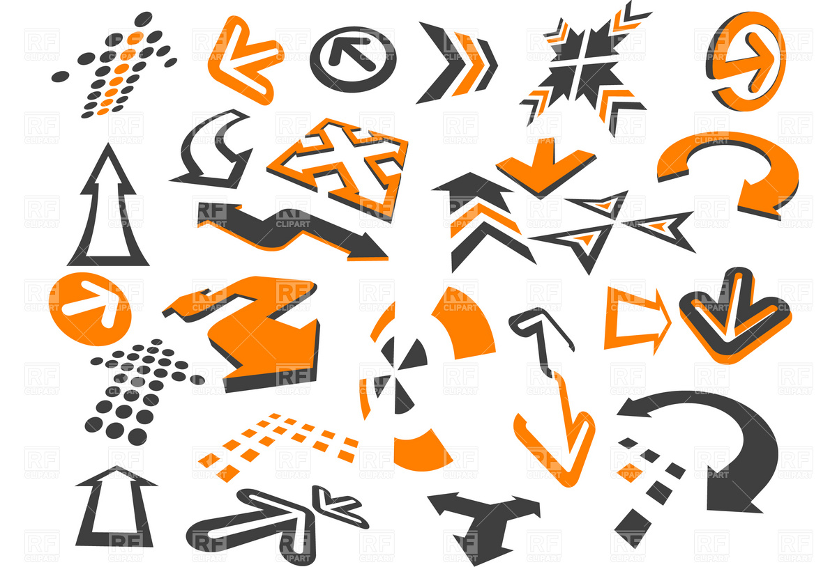 1200x814 Arrows In Different Styles And Shapes On The White Vector Image