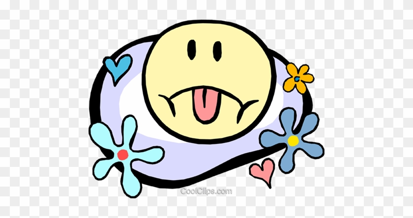 840x444 Sad Face In Flower Power Motif Royalty Free Vector