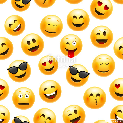 500x500 Emoji Seamless Pattern. Vector Smiley Face Character Illustration