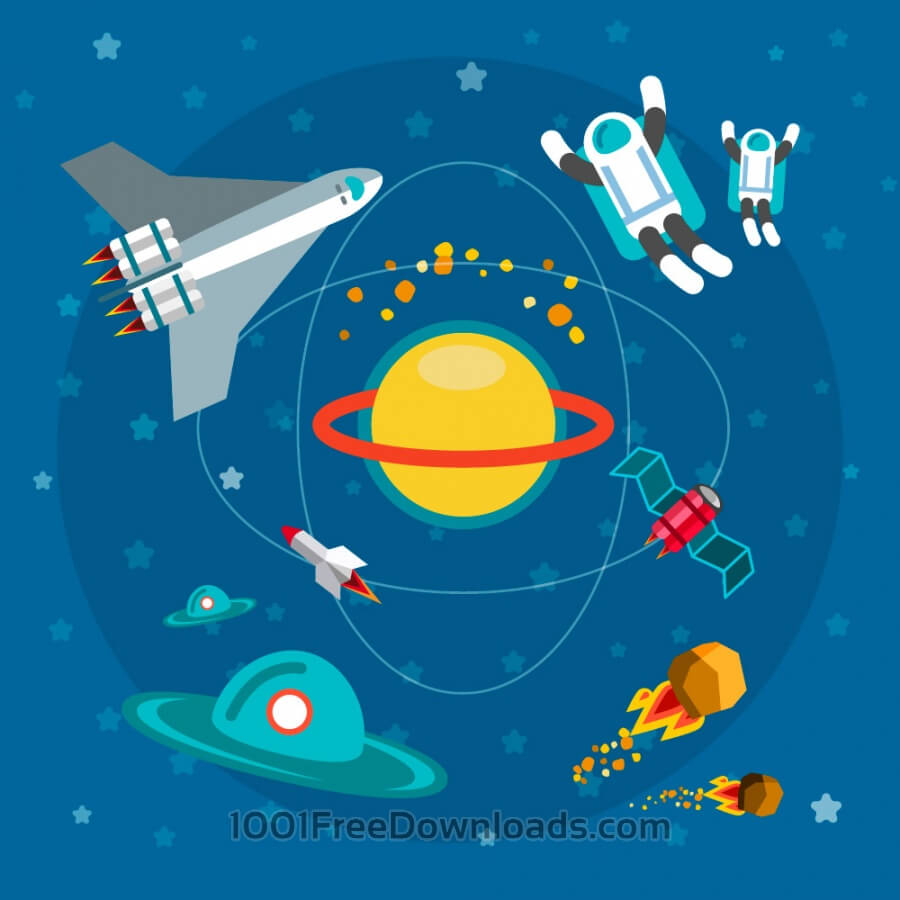 900x900 Free Vectors Space World With Man And Some Objects. For Free