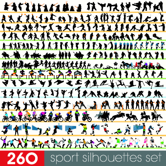 340x340 Different Sport Silhouettes Vector 01 Free Download