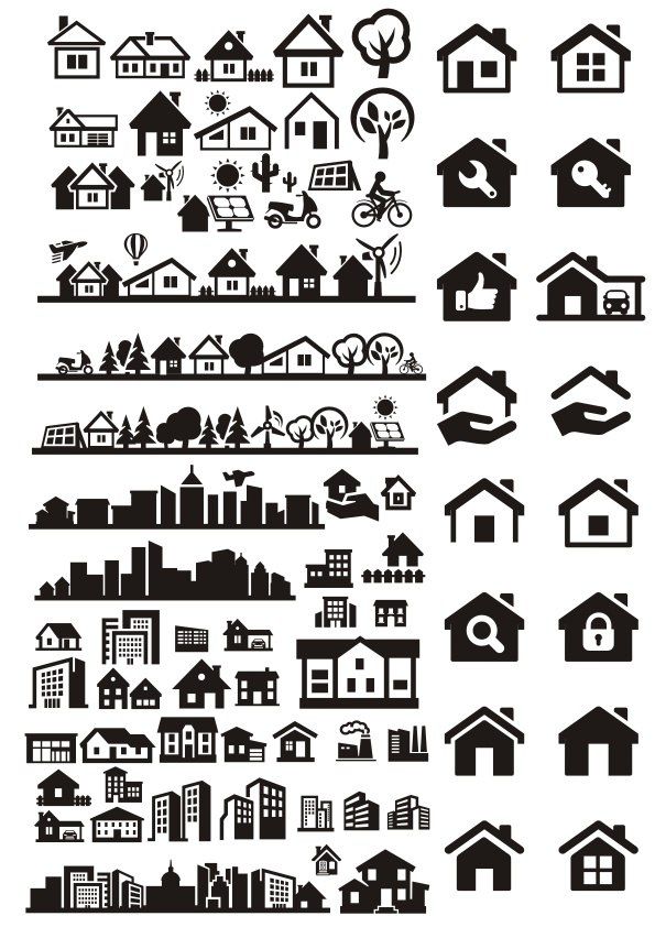 595x842 Buildings City Houses Vectors Free Vector Download Stencils