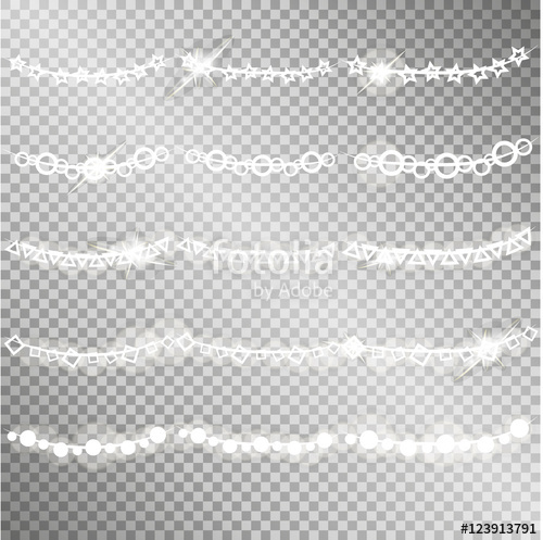 500x497 Vector Set Of Overlapping, Glowing Light Garlands On A Plaid