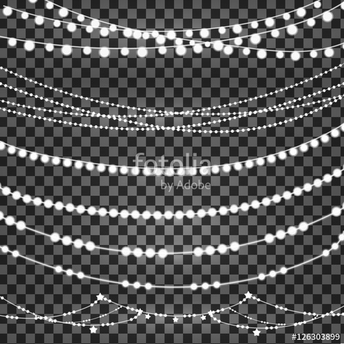 500x500 Vector Set Of Overlapping, Glowing Light Garlands On A Transparent