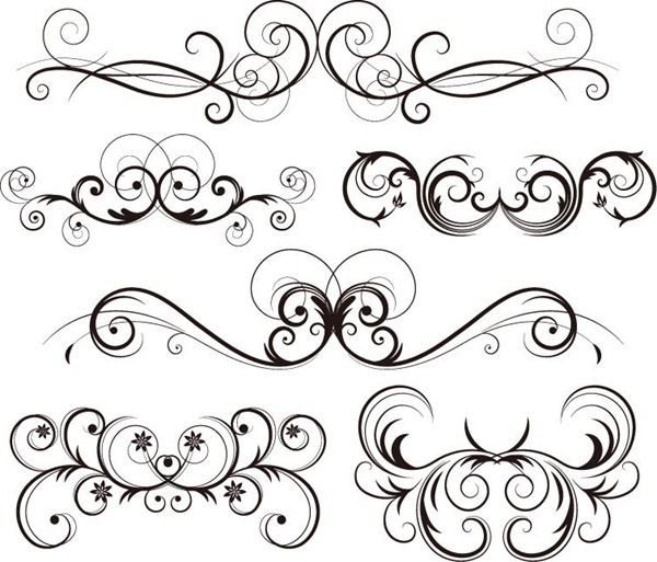 600x513 Free Ornate Vector Swirls Design Free, Silhouettes