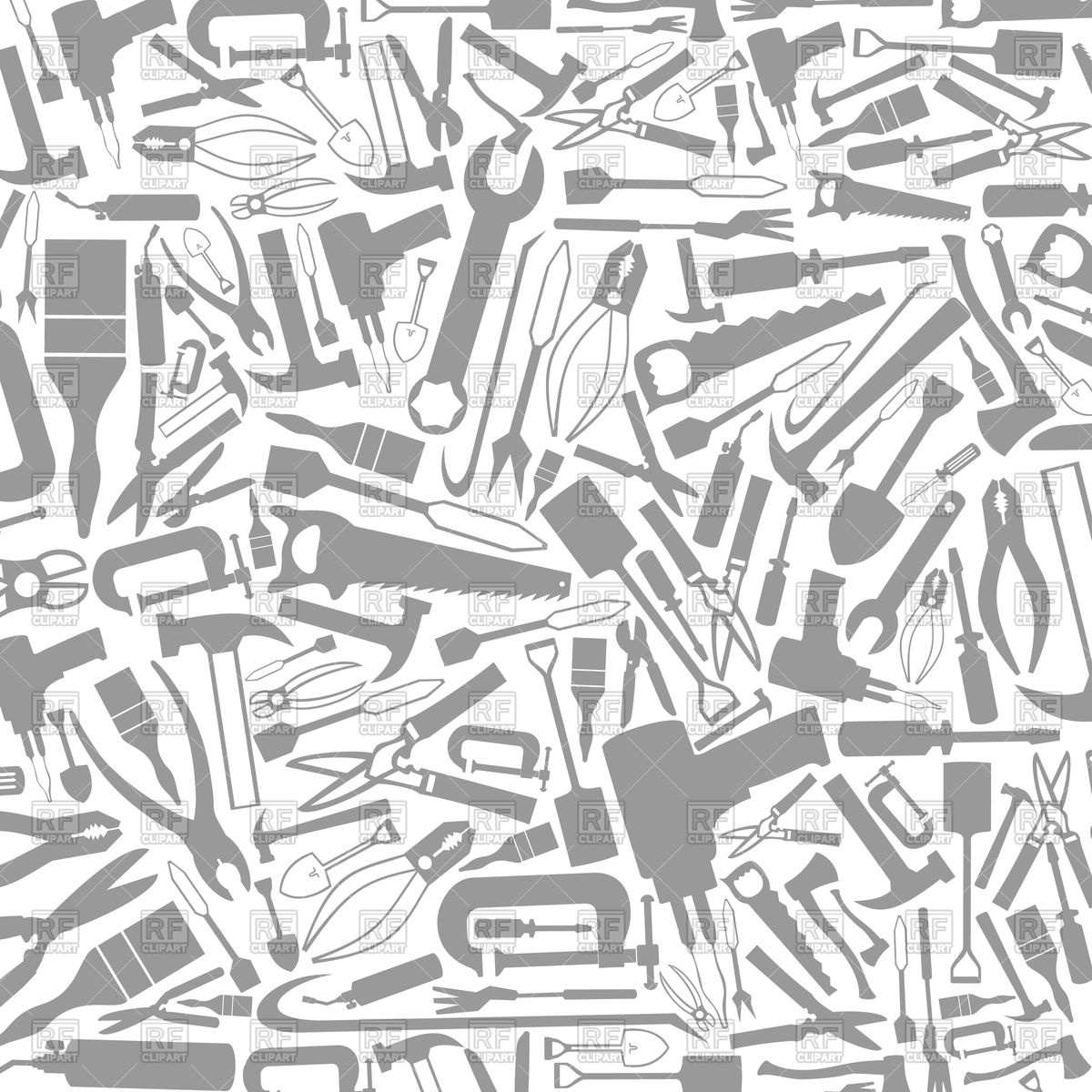 1200x1200 Grey Background Made Of Silhouettes Of Tools Vector Image Vector