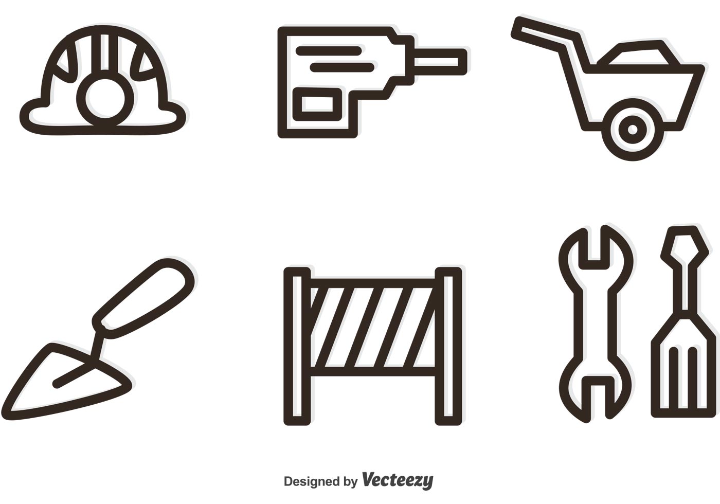 1400x980 Construction Tool Outline Icons Vector