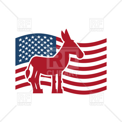 400x400 Democrat Donkey And Us Flag. Political Party America Vector Image