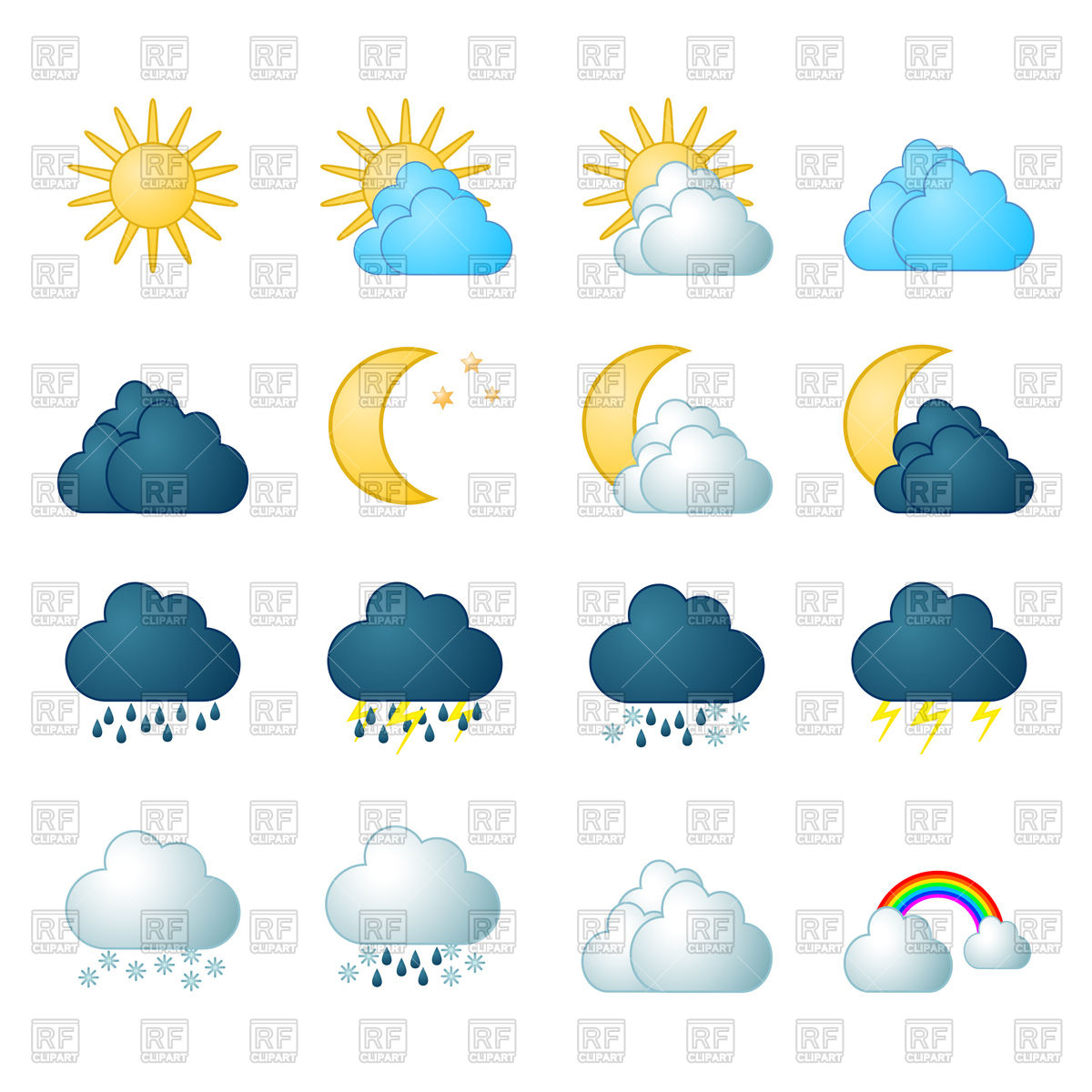 1200x1200 Meteorology Weather Icons Set Vector Image Vector Artwork Of