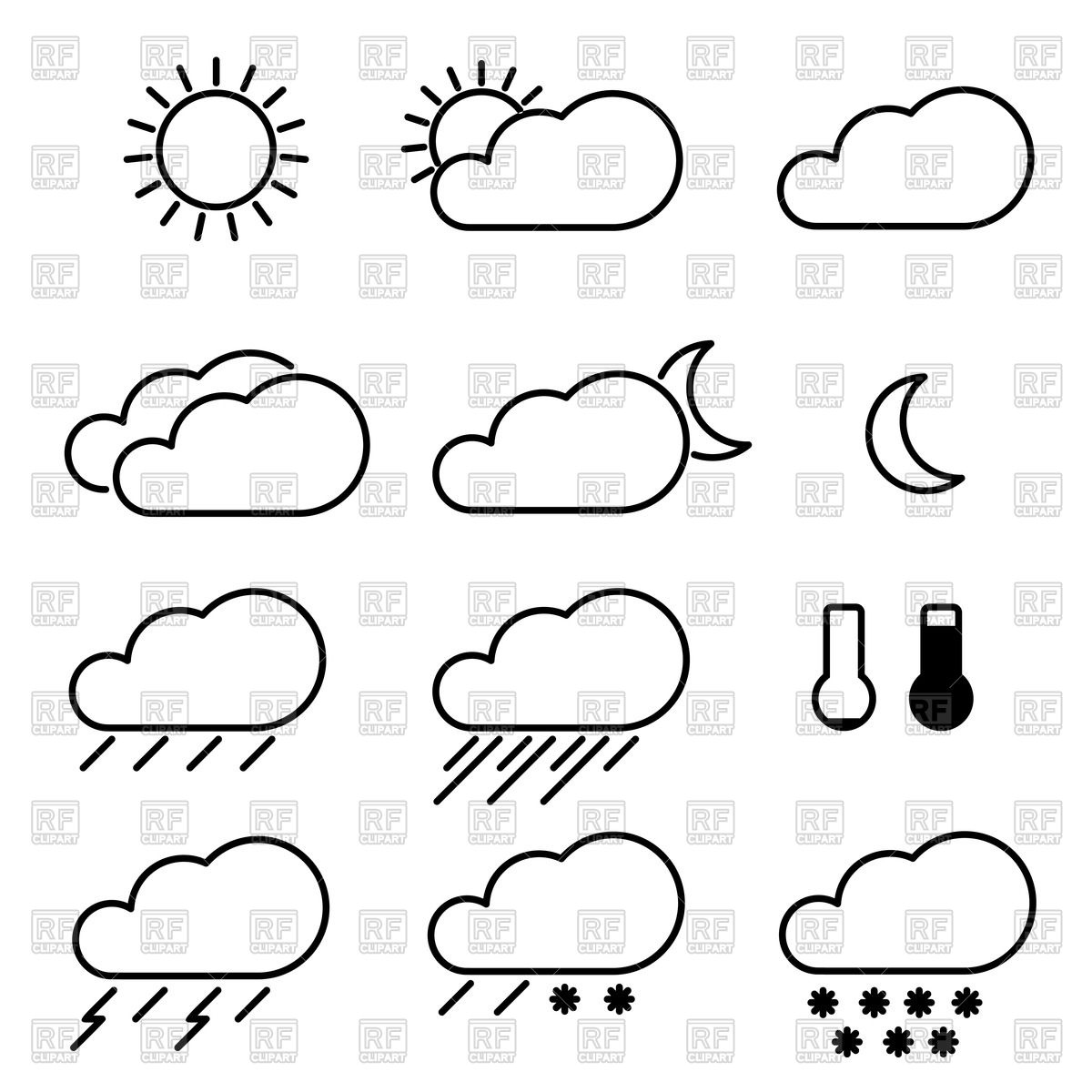 1200x1200 Simple Sketchy Weather Icons Vector Image Vector Artwork Of