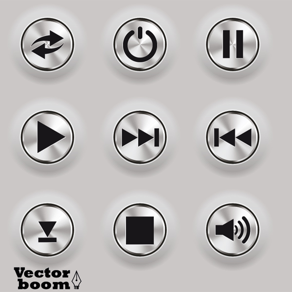600x600 Free Vector Pack Metal Buttons For Web Interfaces