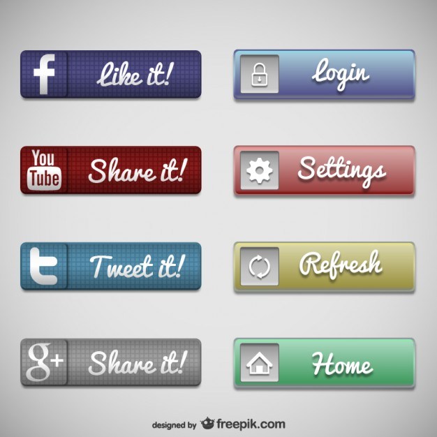 626x626 Web Buttons Social Media Free Vector 123freevectors