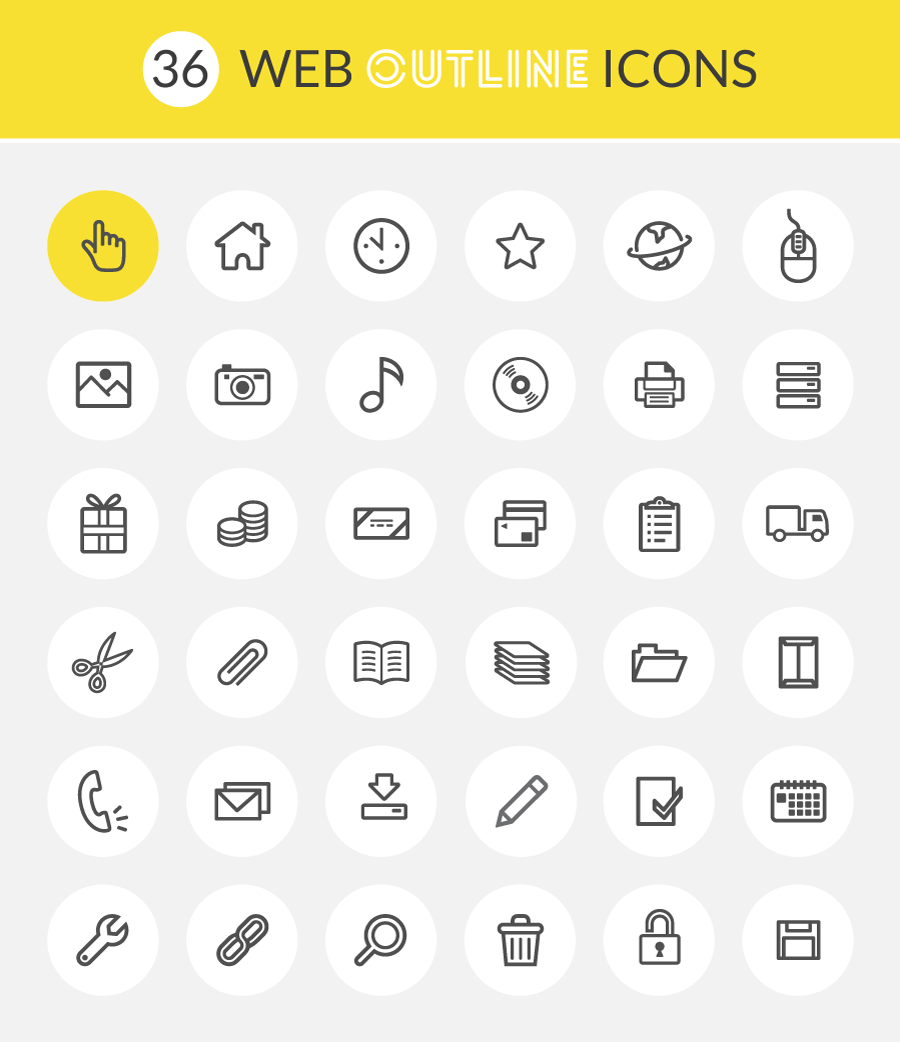900x1042 Free Vector Web Outline Icons