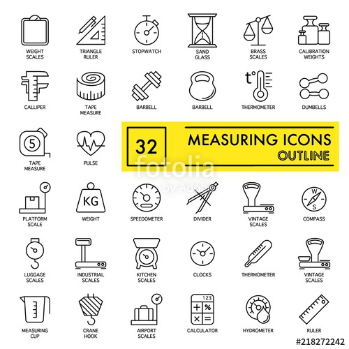 500x500 Measuring Web Icon Set. Outline Icon Set, Vector, Thin Line Vector