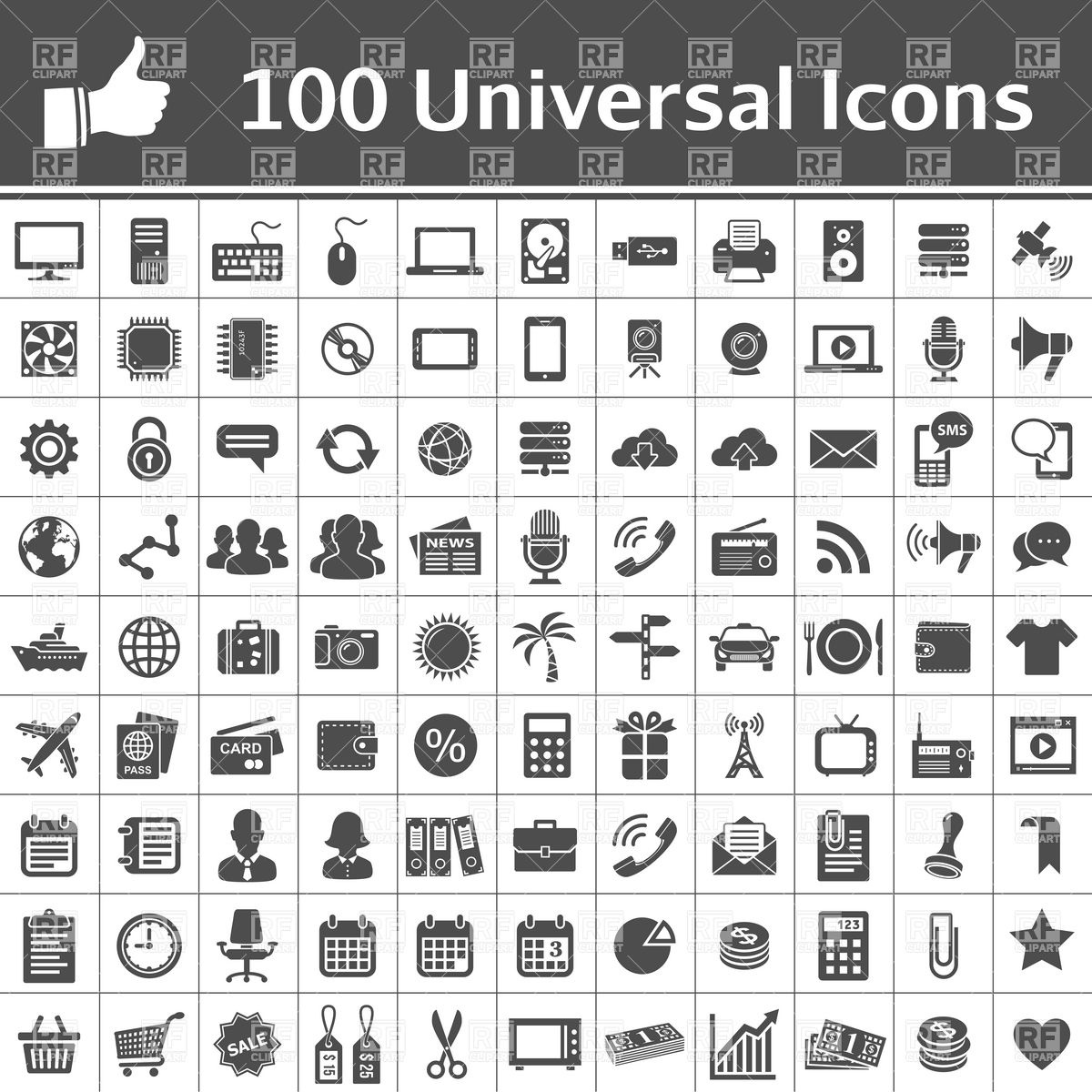 1200x1200 100 Universal Web Icons Vector Image Vector Artwork Of Signs