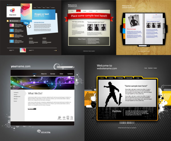 600x494 Five Exquisite Web Templates} Vector Material Download Free Vector