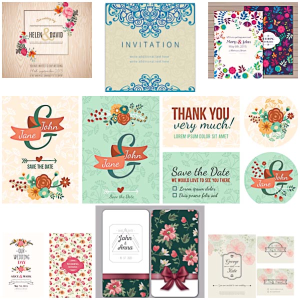 600x600 Floral Modern Wedding Invitations Vector Free Download