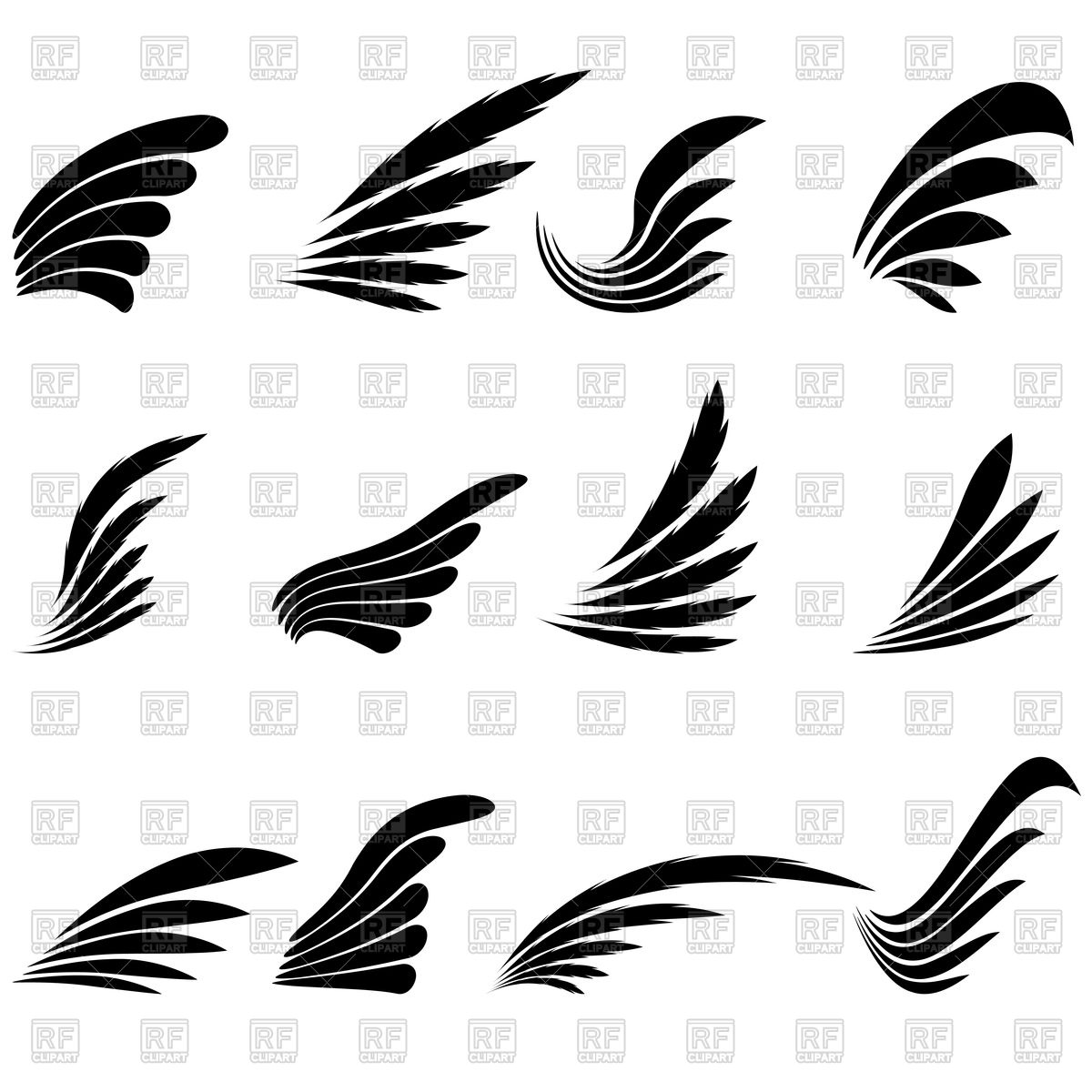 1200x1200 Set Of Wings Vector Image Vector Artwork Of Icons And Emblems