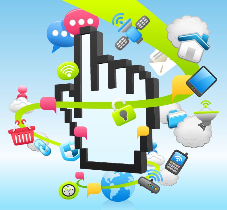 791x735 Online Life Elements Vector Illustration Free Vector Eps10