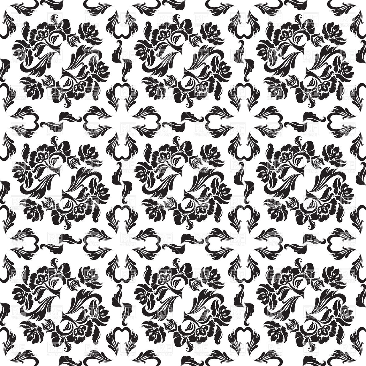 1200x1200 Seamless Victorian Wallpaper With Floral Pattern Vector Image
