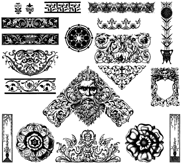 600x542 Victorian Ornaments Vector Free Pack 123freevectors