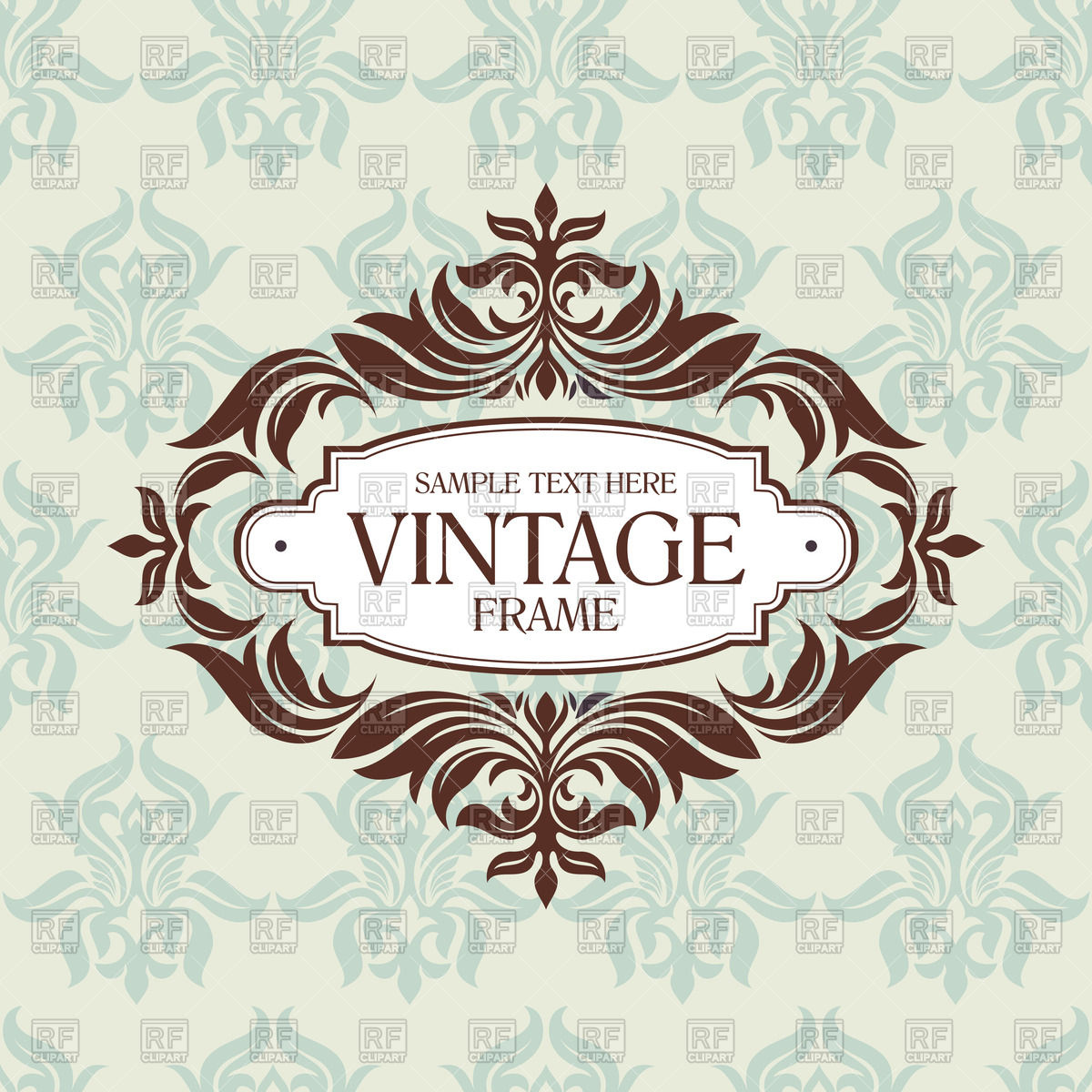 1200x1200 Vintage Frame With Foliar Victorian Edging On Damask Background