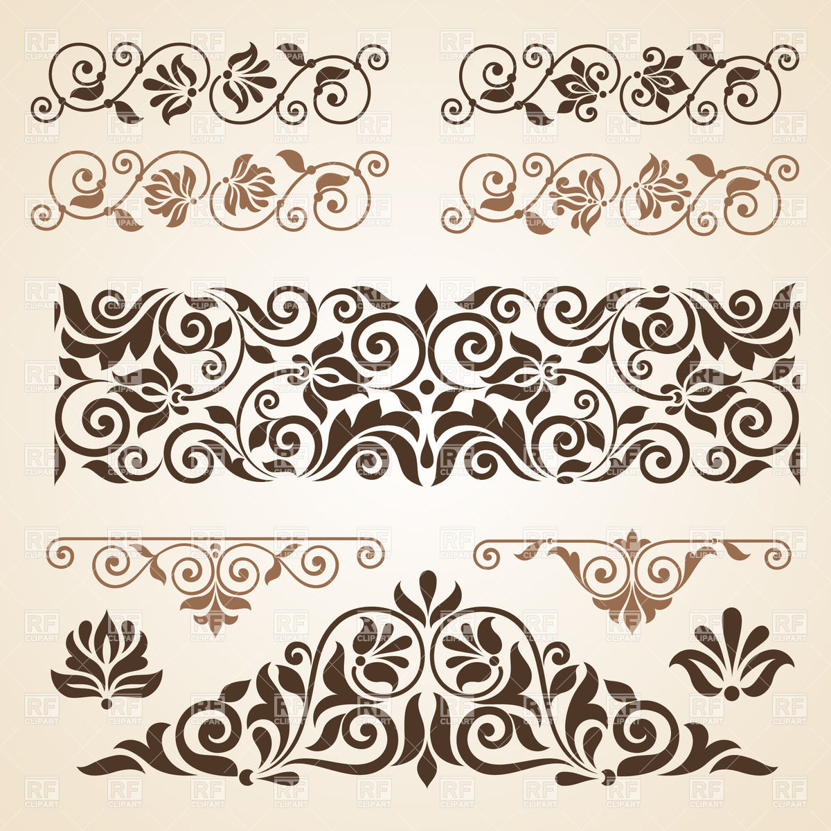 1200x1200 Curly Vintage Design Elements Collection Vector Image Vector