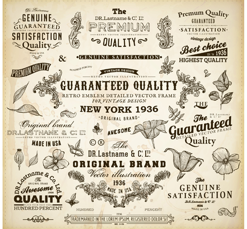 500x463 Vintage Ornaments Adornment Elements Vector Art 01 Free Download