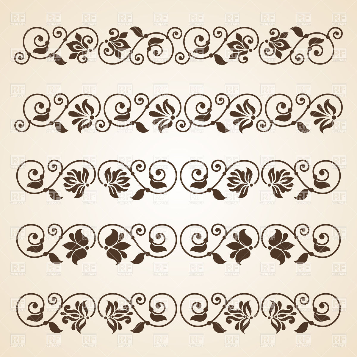 1200x1200 Vintage Curly Floral Dividers Vector Image Vector Artwork Of