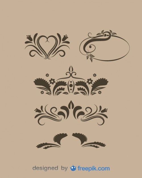 500x626 Vintage Floral Graphic Decorative Elements Vector Free Download
