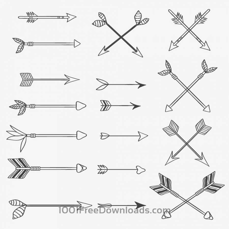 900x900 Free Vectors Vintage Vector Set Of Handdrawn Arrows Nature