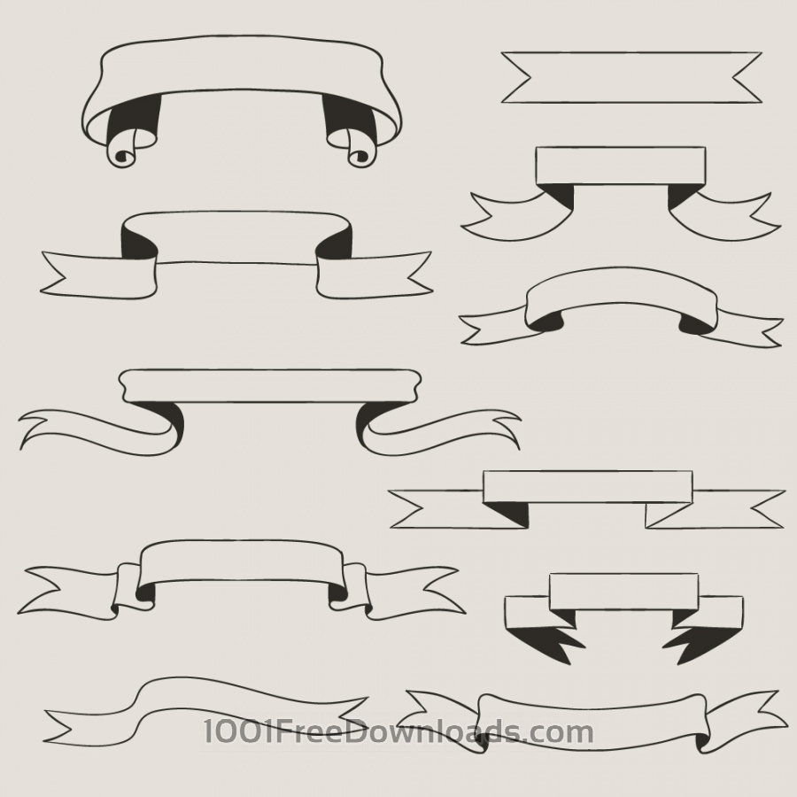 900x900 Free Vectors Vintage Vector Set Of Handdrawn Ribbons Vintage