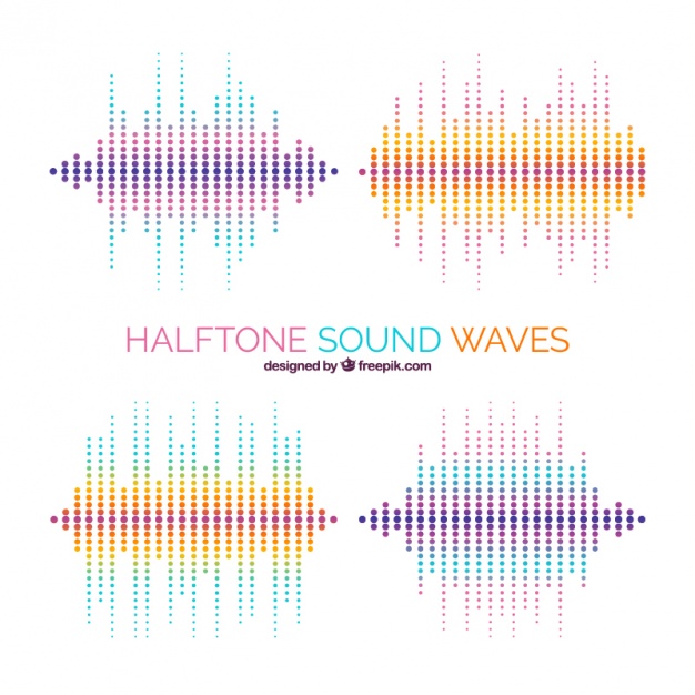 626x626 Pack Of Halftone Sound Waves Vector Free Download